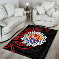Tahitian Coat Of Arm and Tiare Flower Area Rug Polynesian Tribal Tattoo LT9 - Polynesian Pride