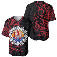Tahitian Coat Of Arm and Tiare Flower Baseball Jersey Polynesian Tribal Tattoo LT9 - Polynesian Pride
