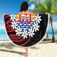 Tahitian Coat Of Arm and Tiare Flower Beach Blanket Polynesian Tribal Tattoo LT9 - Polynesian Pride