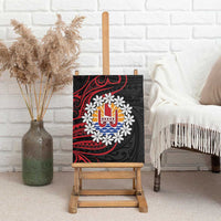 Tahitian Coat Of Arm and Tiare Flower Canvas Wall Art Polynesian Tribal Tattoo LT9 - Polynesian Pride