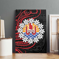 Tahitian Coat Of Arm and Tiare Flower Canvas Wall Art Polynesian Tribal Tattoo LT9 - Polynesian Pride