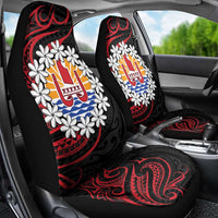 Tahitian Coat Of Arm and Tiare Flower Car Seat Cover Polynesian Tribal Tattoo LT9 - Polynesian Pride