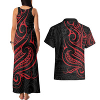 Tahitian Coat Of Arm and Tiare Flower Couples Matching Tank Maxi Dress and Hawaiian Shirt Polynesian Tribal Tattoo LT9 - Polynesian Pride