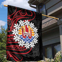 Tahitian Coat Of Arm and Tiare Flower Garden Flag Polynesian Tribal Tattoo LT9 - Polynesian Pride