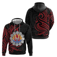Tahitian Coat Of Arm and Tiare Flower Hoodie Polynesian Tribal Tattoo LT9 - Polynesian Pride