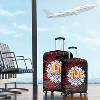 Tahitian Coat Of Arm and Tiare Flower Luggage Cover Polynesian Tribal Tattoo LT9 - Polynesian Pride