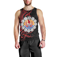 Tahitian Coat Of Arm and Tiare Flower Men Tank Top Polynesian Tribal Tattoo LT9 - Polynesian Pride