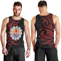 Tahitian Coat Of Arm and Tiare Flower Men Tank Top Polynesian Tribal Tattoo LT9 - Polynesian Pride