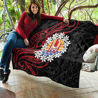 Tahitian Coat Of Arm and Tiare Flower Quilt Polynesian Tribal Tattoo LT9 - Polynesian Pride