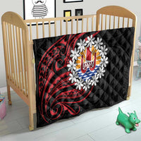 Tahitian Coat Of Arm and Tiare Flower Quilt Polynesian Tribal Tattoo LT9 - Polynesian Pride