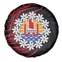 Tahitian Coat Of Arm and Tiare Flower Spare Tire Cover Polynesian Tribal Tattoo LT9 - Polynesian Pride