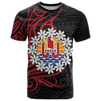 Tahitian Coat Of Arm and Tiare Flower T Shirt Polynesian Tribal Tattoo LT9 Black - Polynesian Pride