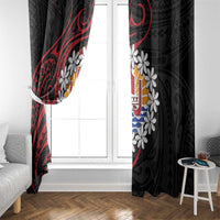 Tahitian Coat Of Arm and Tiare Flower Window Curtain Polynesian Tribal Tattoo LT9 - Polynesian Pride