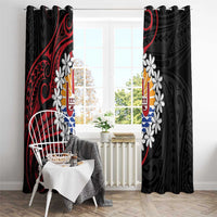 Tahitian Coat Of Arm and Tiare Flower Window Curtain Polynesian Tribal Tattoo LT9 - Polynesian Pride
