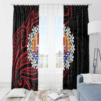 Tahitian Coat Of Arm and Tiare Flower Window Curtain Polynesian Tribal Tattoo LT9 - Polynesian Pride