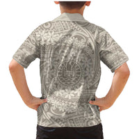 Tahitian Tiare Flower Family Matching Mermaid Dress and Hawaiian Shirt Beige Polynesian Pattern LT9 - Polynesian Pride