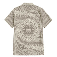 Tahitian Tiare Flower Family Matching Mermaid Dress and Hawaiian Shirt Beige Polynesian Pattern LT9 - Polynesian Pride