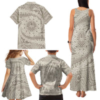 Tahitian Tiare Flower Family Matching Tank Maxi Dress and Hawaiian Shirt Beige Polynesian Pattern LT9 - Polynesian Pride