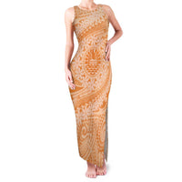 Tahitian Tiare Flower Family Matching Tank Maxi Dress and Hawaiian Shirt Gold Polynesian Pattern LT9 Mom's Dress Gold - Polynesian Pride