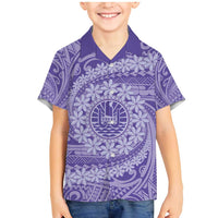 Tahitian Tiare Flower Family Matching Mermaid Dress and Hawaiian Shirt Violet Polynesian Pattern LT9 Son's Shirt Violet - Polynesian Pride