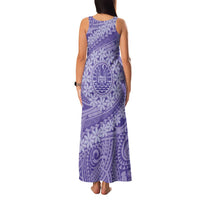 Tahitian Tiare Flower Family Matching Tank Maxi Dress and Hawaiian Shirt Violet Polynesian Pattern LT9 - Polynesian Pride