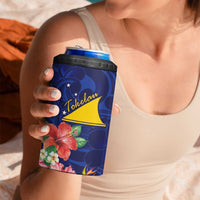 Personalised Tokelau Tropical Hibiscus 4 in 1 Can Cooler Tumbler With Polynesian Plumeria Tattoo LT9 - Polynesian Pride