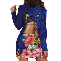 Personalised Tokelau Tropical Hibiscus Hoodie Dress With Polynesian Plumeria Tattoo LT9 - Polynesian Pride