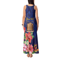 Personalised Tokelau Tropical Hibiscus Tank Maxi Dress With Polynesian Plumeria Tattoo LT9 - Polynesian Pride