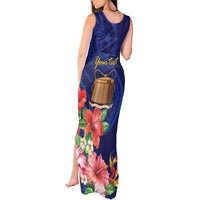 Personalised Tokelau Tropical Hibiscus Tank Maxi Dress With Polynesian Plumeria Tattoo LT9 - Polynesian Pride