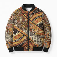 Hawaiian Style Tapa Bomber Puffer Jacket Vintage Seamless Pattern - Polynesian Pride