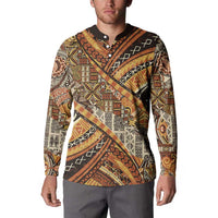 Hawaiian Style Tapa Button Sweatshirt Vintage Seamless Pattern - Polynesian Pride