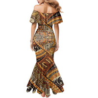 Hawaiian Style Tapa Family Matching Mermaid Dress and Hawaiian Shirt Vintage Seamless Pattern LT9 - Polynesian Pride