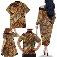 Hawaiian Style Tapa Family Matching Off The Shoulder Long Sleeve Dress and Hawaiian Shirt Vintage Seamless Pattern LT9 - Polynesian Pride