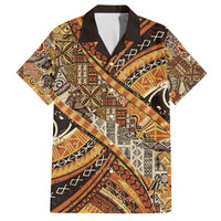 Hawaiian Style Tapa Family Matching Off The Shoulder Long Sleeve Dress and Hawaiian Shirt Vintage Seamless Pattern LT9 Dad's Shirt - Short Sleeve Red - Polynesian Pride