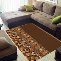 Hawaiian Tribal Elements Hibiscus Area Rug Gold Pattern - Polynesian Pride