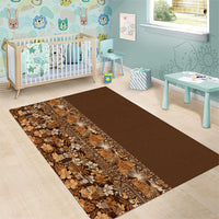 Hawaiian Tribal Elements Hibiscus Area Rug Gold Pattern - Polynesian Pride