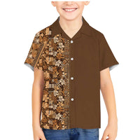 Hawaiian Tribal Elements Hibiscus Family Matching Mermaid Dress and Hawaiian Shirt Gold Pattern LT9 Son's Shirt Gold - Polynesian Pride