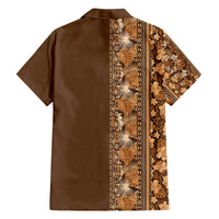 Hawaiian Tribal Elements Hibiscus Family Matching Off The Shoulder Long Sleeve Dress and Hawaiian Shirt Gold Pattern LT9 - Polynesian Pride