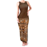 Hawaiian Tribal Elements Hibiscus Family Matching Tank Maxi Dress and Hawaiian Shirt Gold Pattern LT9 Mom's Dress Gold - Polynesian Pride