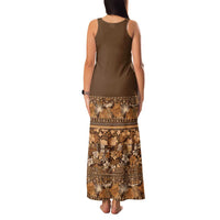 Hawaiian Tribal Elements Hibiscus Family Matching Tank Maxi Dress and Hawaiian Shirt Gold Pattern LT9 - Polynesian Pride