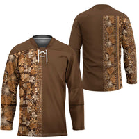 Hawaiian Tribal Elements Hibiscus Hockey Jersey Gold Pattern - Polynesian Pride