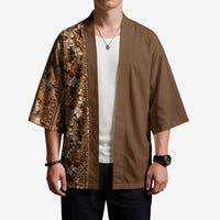 Hawaiian Tribal Elements Hibiscus Kimono Gold Pattern - Polynesian Pride