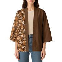 Hawaiian Tribal Elements Hibiscus Kimono Gold Pattern - Polynesian Pride