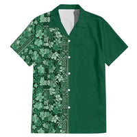Hawaiian Tribal Elements Hibiscus Family Matching Mermaid Dress and Hawaiian Shirt Green Pattern LT9 Dad's Shirt - Short Sleeve Green - Polynesian Pride