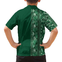 Hawaiian Tribal Elements Hibiscus Family Matching Tank Maxi Dress and Hawaiian Shirt Green Pattern LT9 - Polynesian Pride