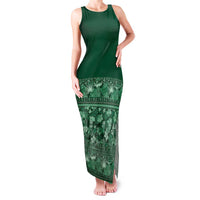 Hawaiian Tribal Elements Hibiscus Family Matching Tank Maxi Dress and Hawaiian Shirt Green Pattern LT9 Mom's Dress Green - Polynesian Pride
