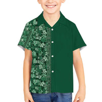 Hawaiian Tribal Elements Hibiscus Kid Hawaiian Shirt Green Pattern - Polynesian Pride