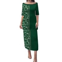 Hawaiian Tribal Elements Hibiscus Puletasi Green Pattern - Polynesian Pride