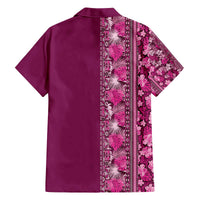 Hawaiian Tribal Elements Hibiscus Family Matching Off The Shoulder Long Sleeve Dress and Hawaiian Shirt Pink Pattern LT9 - Polynesian Pride