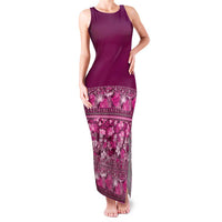 Hawaiian Tribal Elements Hibiscus Family Matching Tank Maxi Dress and Hawaiian Shirt Pink Pattern LT9 Mom's Dress Pink - Polynesian Pride